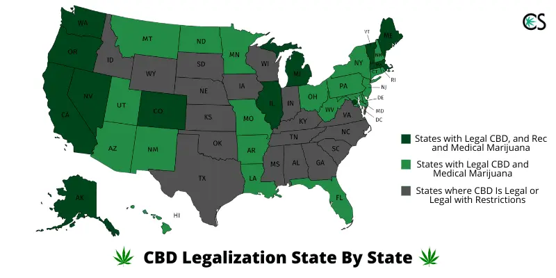 US Map of Legal CBD