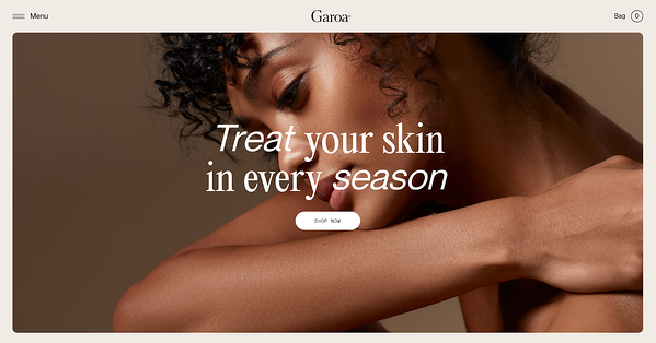 garoa skincare best website design award winner 2020
