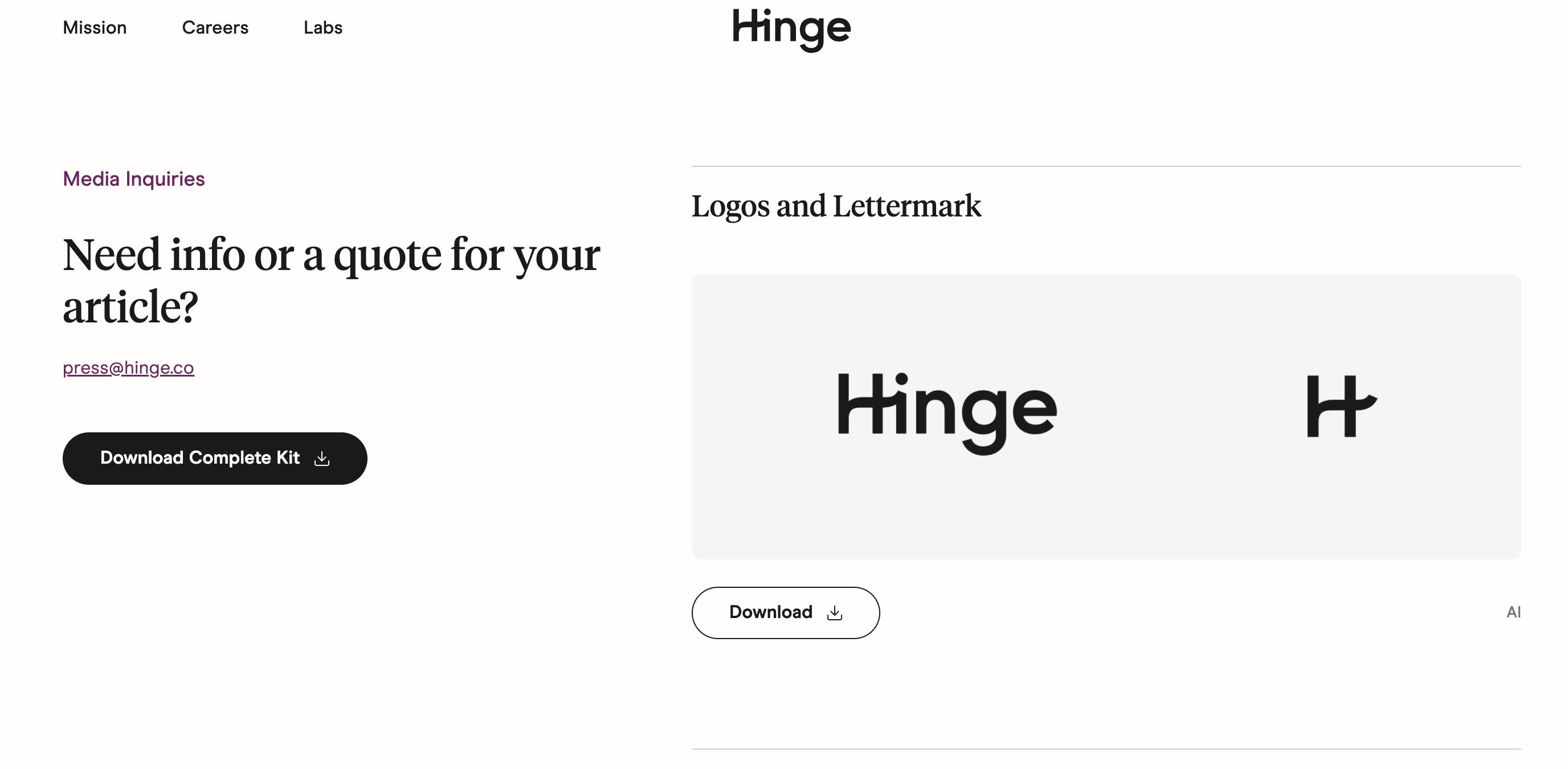 Press Kit Example: Hinge Media Kit Available for Download