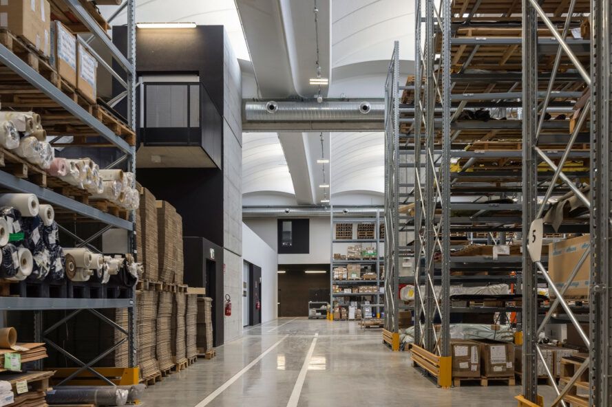 Internal warehouse shelves