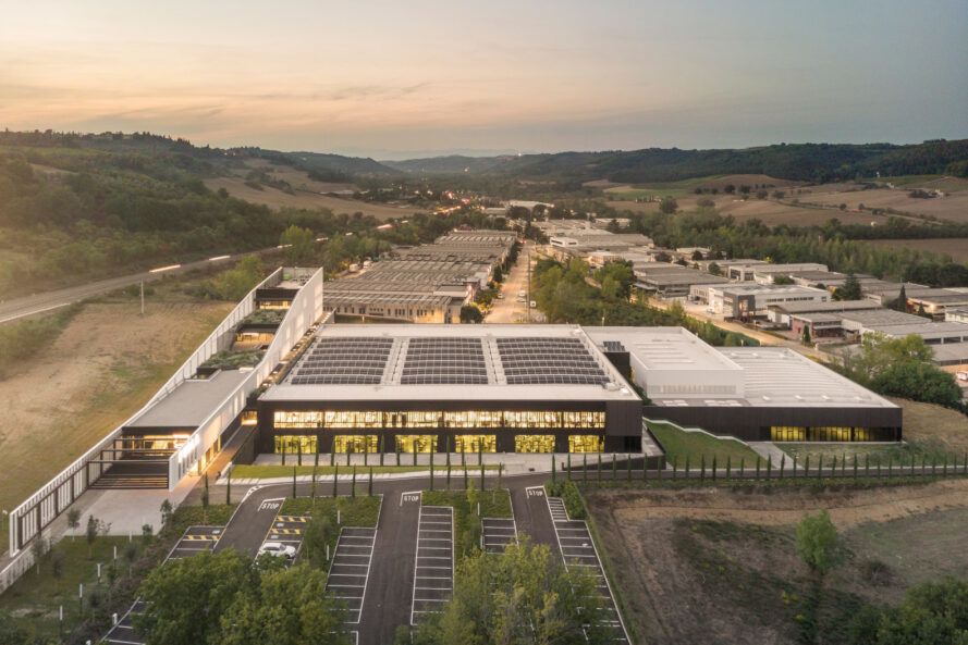 Aerial view of Furla headquarters next to Mountain View