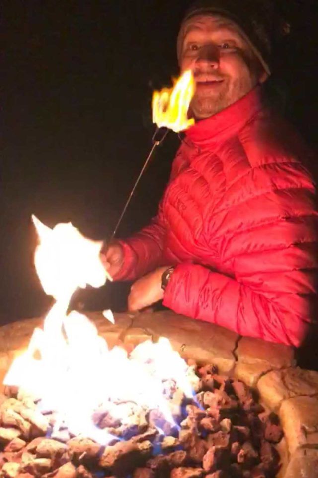big sur things to do, dave roasting marhsmallows at camp fire