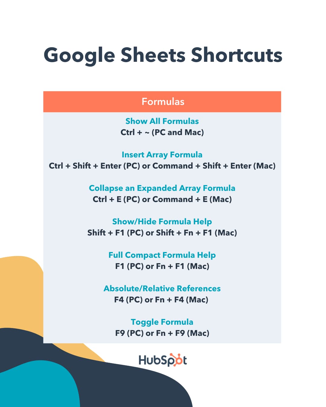 Use Google Sheets shortcuts to display all formulas, insert array formulas, and more