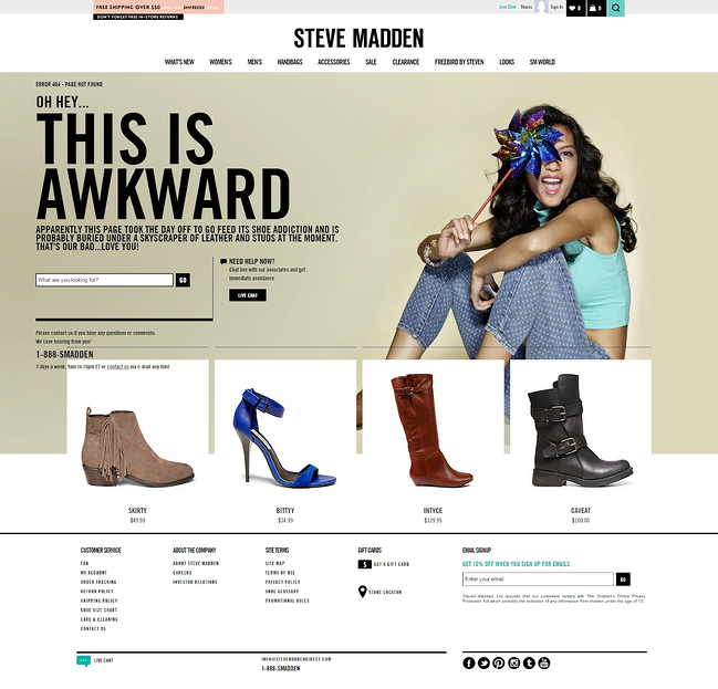 How to Optimize 404 Error Pages for SEO: Steve Madden