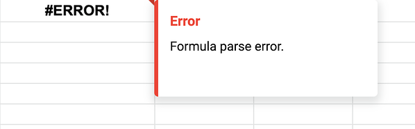 formula parsing error warning message