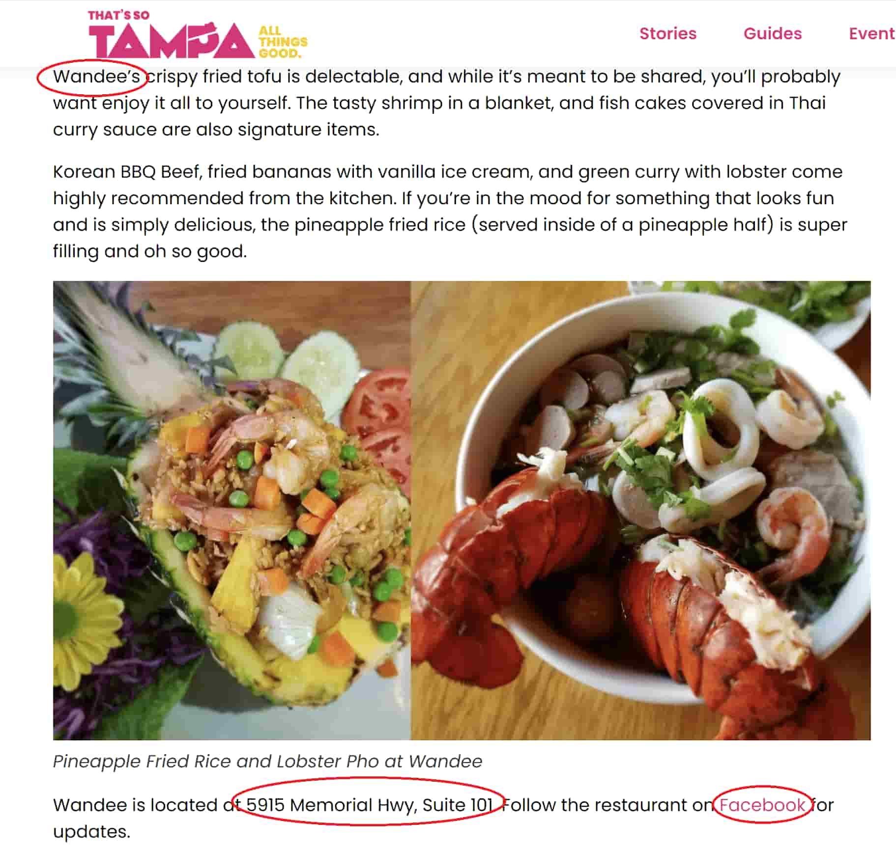 Local citations in articles about restaurants in Tampa