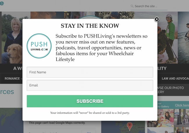 Exit intent popup example: Push Living