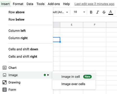 How to add an image to an excel cell, step 2 click image and image in cell