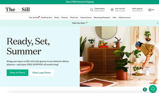 Sill homepage uses website design trend serif fonts for headline