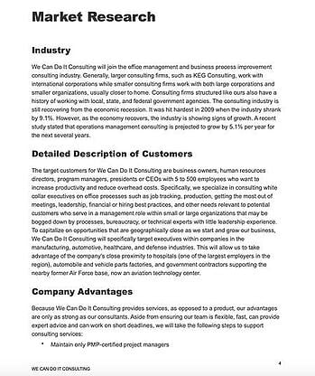 sample business plan: Small Business Administration 